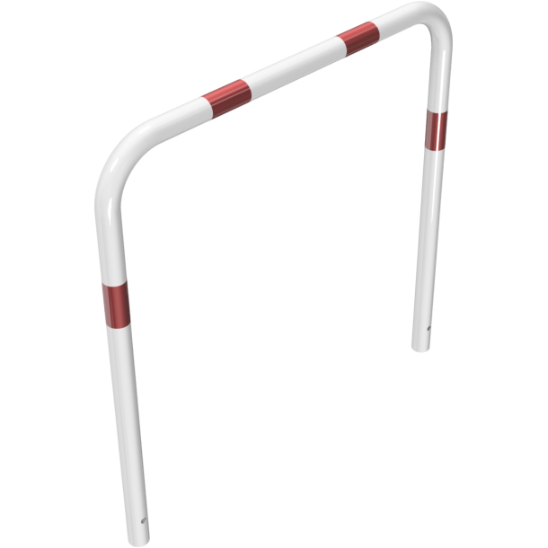 Hoop of steel tube |  48 x 2,5 mm | without cross bar | for casting in concrete | total width 1000 mm | total height 1000 mm | hot-dip galvanized and white coatedwith red reflecting stripes